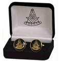 Round Black W/ Gold Masonic Symbol Cuff Links